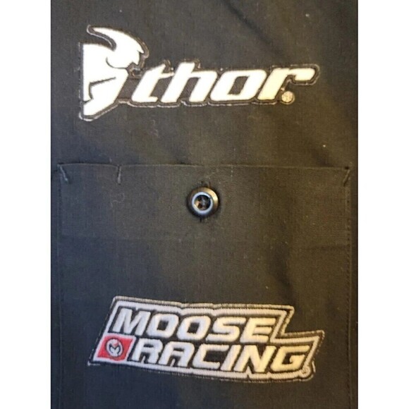 SOLD! NOT AVAILABLE! work shirt 7 patches Black button up top snap Moose racing - Picture 4 of 14